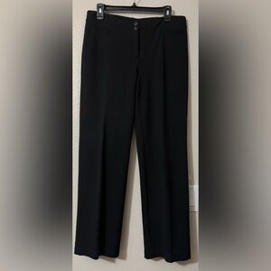 Eileen Fisher Soft Viscose Classic Black Straight Leg Pants. 2 Button Closure.